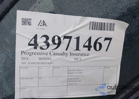 2024 Honda Hr-V Awd Sport/Awd Sport W/O Bsi from USA, damaged, VIN 3CZRZ2H53RM758797